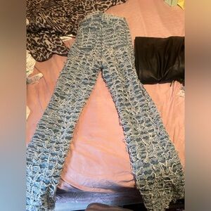 Distressed Blue Flare Jeans